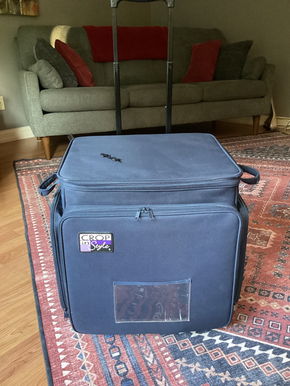 Crop in Style Rolling Scrapbooking Supplies Tote Navy Blueโ